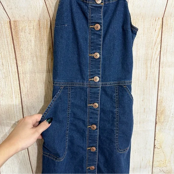 Divided Denim Overall Mini Dress Size 2 Casual Y2k - Picture 4 of 4